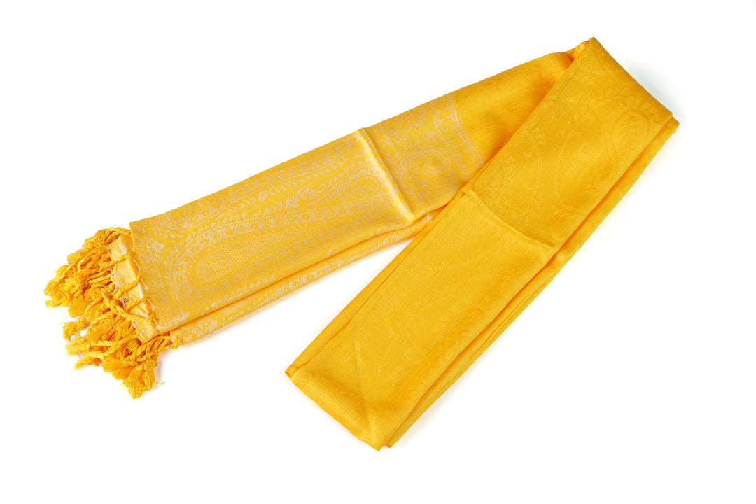 Harmony Yellow Cotton Silk Blend Shawl
